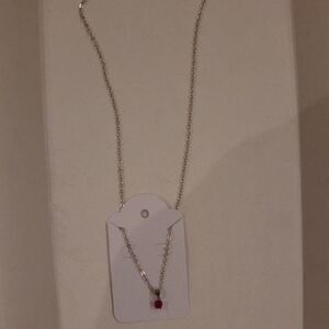 Elegant Silver Necklace with Red Gemstone